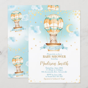 Heißluftballon Teddy Bear Baby Shower Boy Einladung