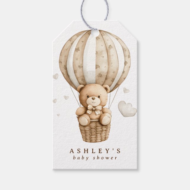 Heißluftballon Teddy Bear Babydusche Geschenkanhänger (Vorderseite)