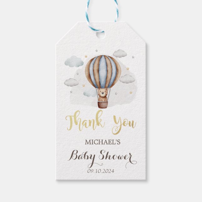 Heißluftballon Teddy Bear Clouds Babydusche Geschenkanhänger (Vorderseite)