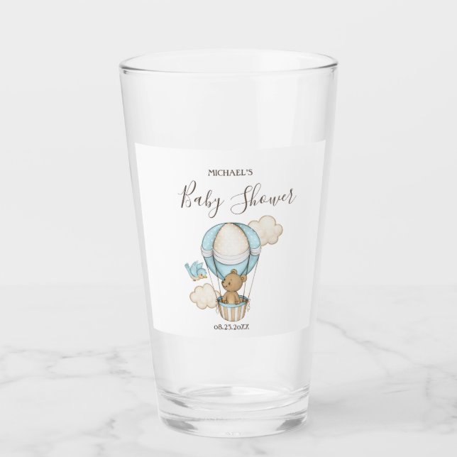 Heißluftballon Teddy Bear Clouds Bird Baby Dusche Glas (Vorderseite)