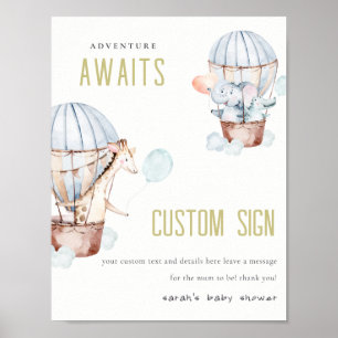 Heißluftballon Tiere Baby Dusche individuelle Zeic Poster