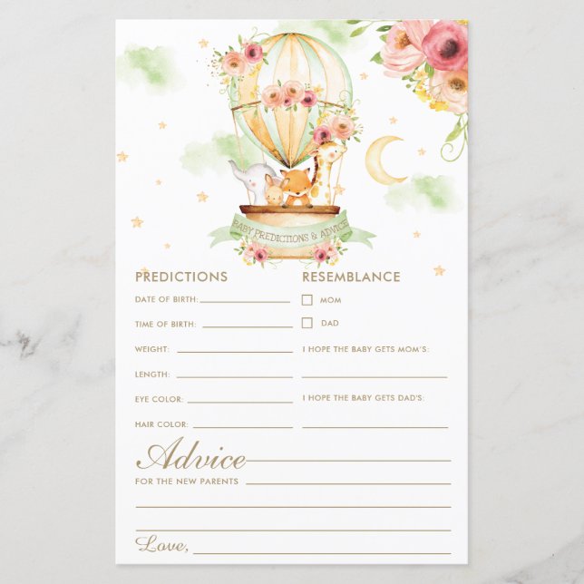 Heißluftballon Tiere Kindervorhersagen & Ratschläg (Vorderseite)