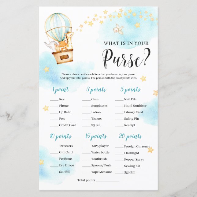 Heißluftballon Tiere, was in Ihrem Geldbeutel-Spie (Vorderseite)