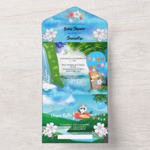 Heißluftballon Tierpilot Flugzeug Jungen Party All In One Einladung