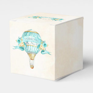Heißluftballon Türkis Gold Gelbe Rosen Geschenkschachtel
