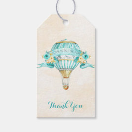 Heißluftballon Turquoise Gold Gelbe Rosen Arrow Geschenkanhänger