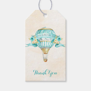 Heißluftballon Turquoise Gold Gelbe Rosen Arrow Geschenkanhänger
