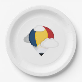 Heißluftballon und Bleistift Pappteller