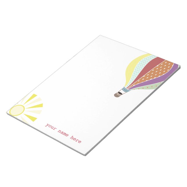 Heißluftballon und Personalisiertes Notebook mit S Notizblock (angewinkelt)