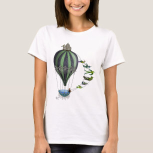 Heißluftballon und Vögel T-Shirt