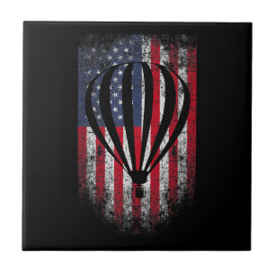 Heißluftballon Vintage USA-Flagge Fliese