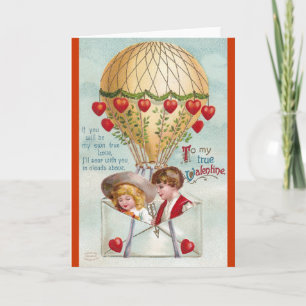 Heißluftballon Vintage Valentinstag Feiertagskarte