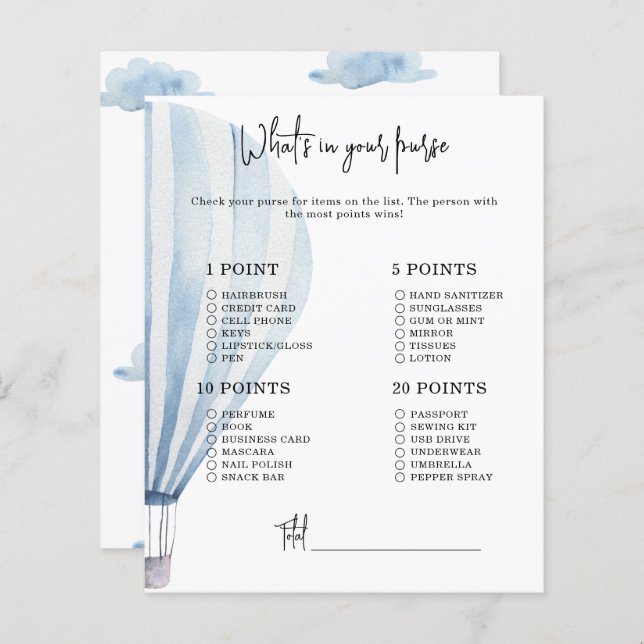 Heißluftballon - Was in Ihrer Handtasche ist Babyd (Vorne/Hinten)