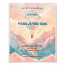 Heißluftballon Wasserfarbe Babydusche