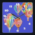 Heißluftballon Wasserfarbe Kinderzimmer Kinder Saa Quadratische Wanduhr<br><div class="desc">Heißluftballon Wasserfarbe Kinderzimmer Kinder Zimmer Uhr. Entworfen aus meiner ursprünglichen Aquarellkunst.</div>