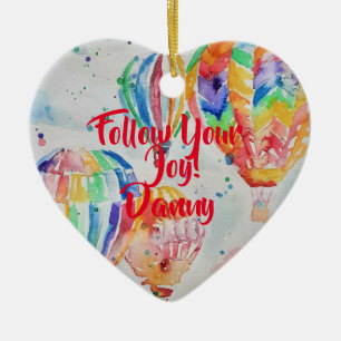 Heißluftballon Wasserfarben Kinder Name Dekoratio Keramik Ornament