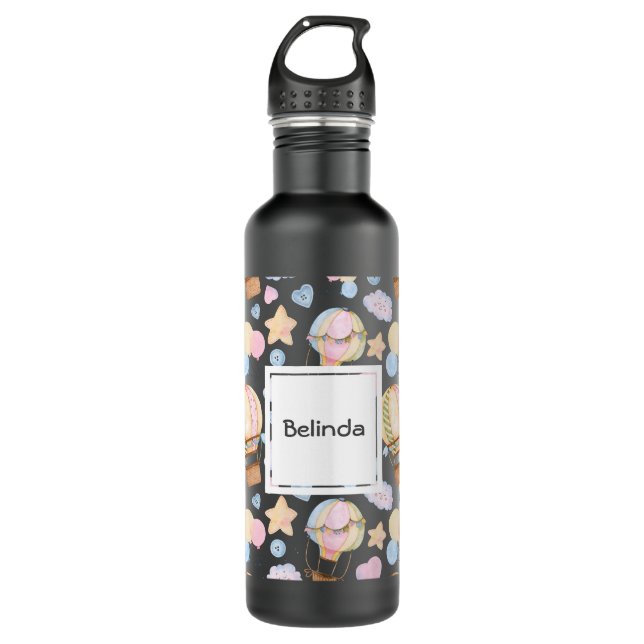 Heißluftballon Wasserfarben Muster Edelstahlflasche (Vorderseite)