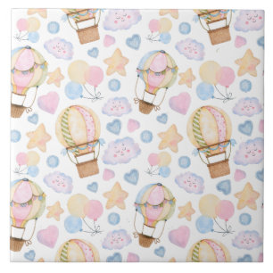 Heißluftballon Wasserfarben Muster Fliese