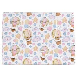 Heißluftballon Wasserfarben Muster Große Geschenktüte