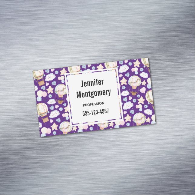 Heißluftballon Wasserfarben Muster Magnetische Visitenkarte (Beispiel)