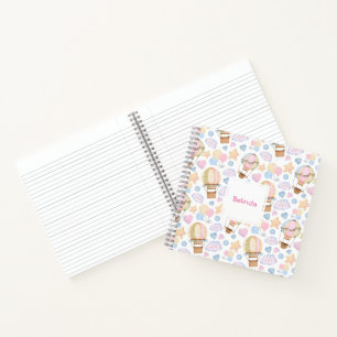 Heißluftballon Wasserfarben Muster Notizbuch