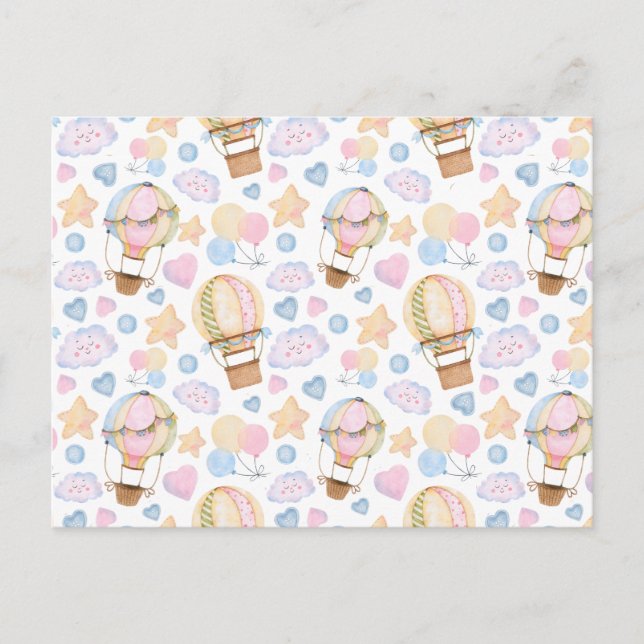 Heißluftballon Wasserfarben Muster Postkarte (Vorderseite)