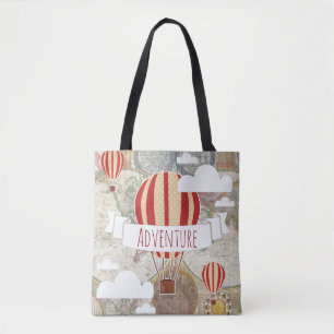 Heißluftballon & Weltkarte Vintager Reisender