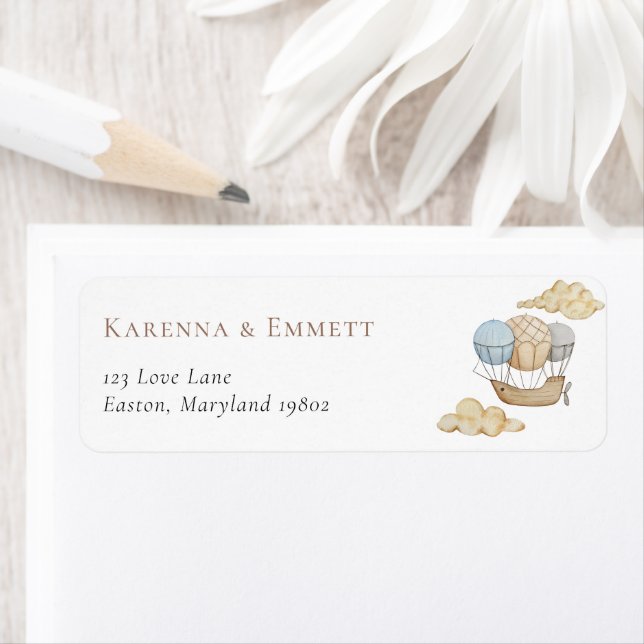 Heißluftballon White Baby Dusche Rücksendeadresse (Insitu)