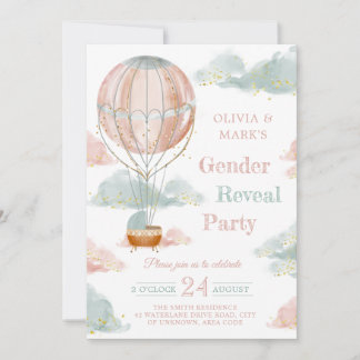 Heißluftballon Wolken Baby Gender Reveal Einladung