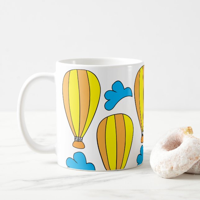 Heißluftballon Wolken Heißluftballon Kaffeetasse (Mit Donut)