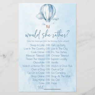 Heißluftballon würde sie eher Baby-Dusche-Spiel