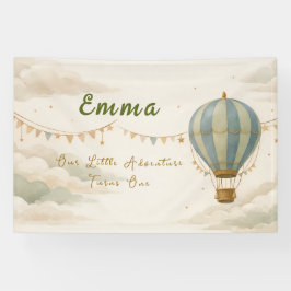Heißluftballon zum ersten Geburtstag personalisier Banner