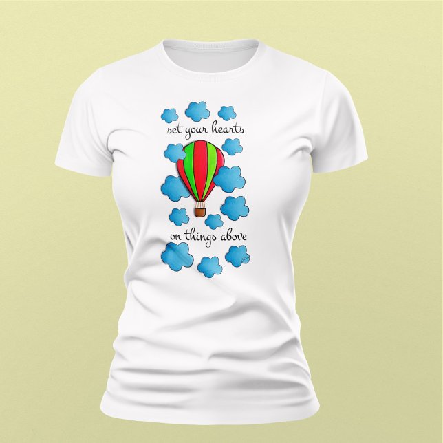 Heißluftballon zwischen Wolken und Bibelangebot T-Shirt (Von Creator hochgeladen)