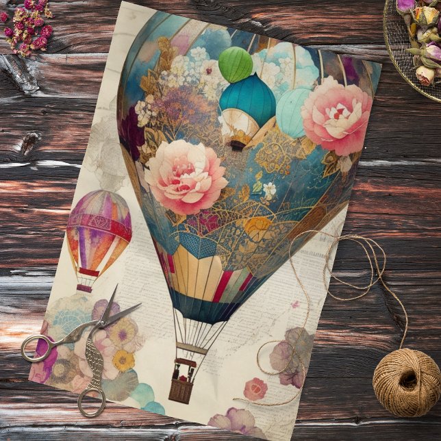 Heißluftballons Abstrakte Collage Decoupage Seidenpapier (Von Creator hochgeladen)