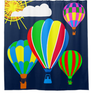 Heißluftballons am Himmel witzig Duschvorhang