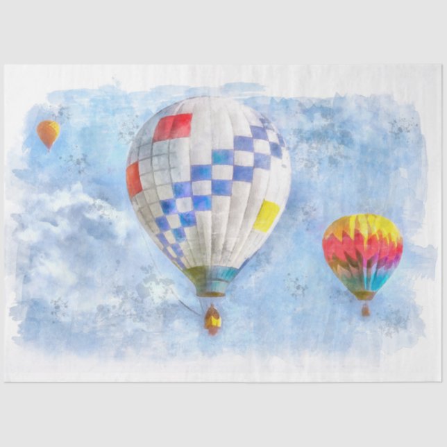 Heißluftballons Aquarellfarben Seidenpapier (Vorderseite)