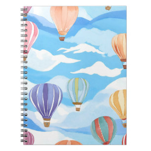 Heißluftballons Aquarellmalerei Blau Notizblock