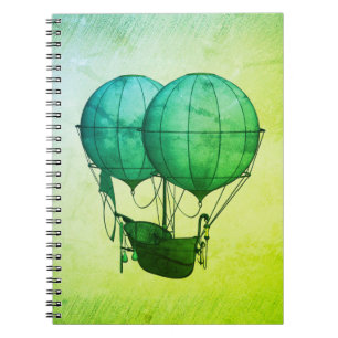 Heißluftballons aus Steampunk mit Schiff Green Notizblock