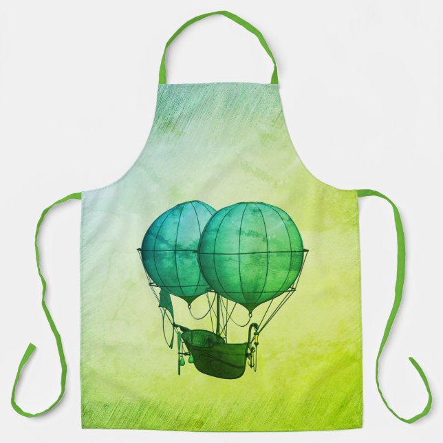 Heißluftballons aus Steampunk mit Schiff Green Schürze (Vorderseite)