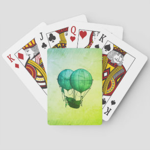 Heißluftballons aus Steampunk mit Schiff Green Spielkarten