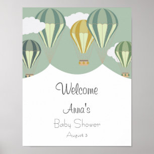 Heißluftballons Babydusche Begrüßung Poster