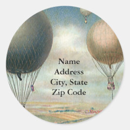 Heißluftballons für den Vintagen Lufttransport, bi Runder Aufkleber