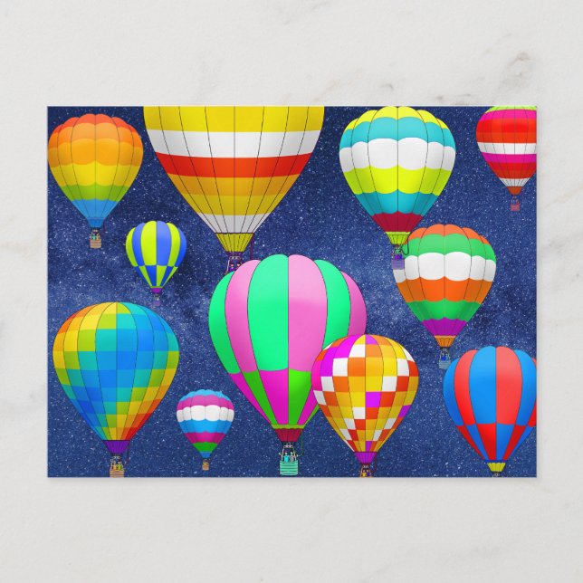 Heißluftballons in der Starry Night Postkarte (Vorderseite)