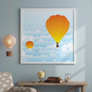 Heißluftballons in Wolkenplakaten Poster