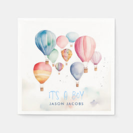 Heißluftballons mit einem Jungenspass Serviette