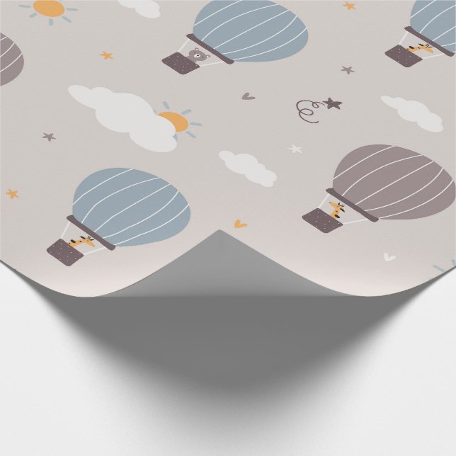 Heißluftballons mit Papierrolle für Tiere Geschenkpapier (Ecke)