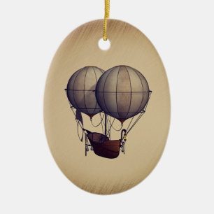 Heißluftballons mit Schiff Keramik Ornament