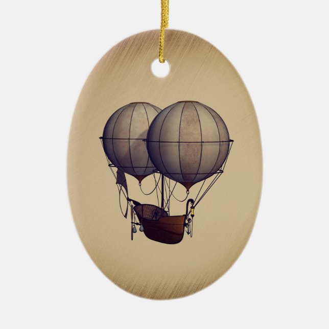 Heißluftballons mit Schiff Keramik Ornament (Vorne)