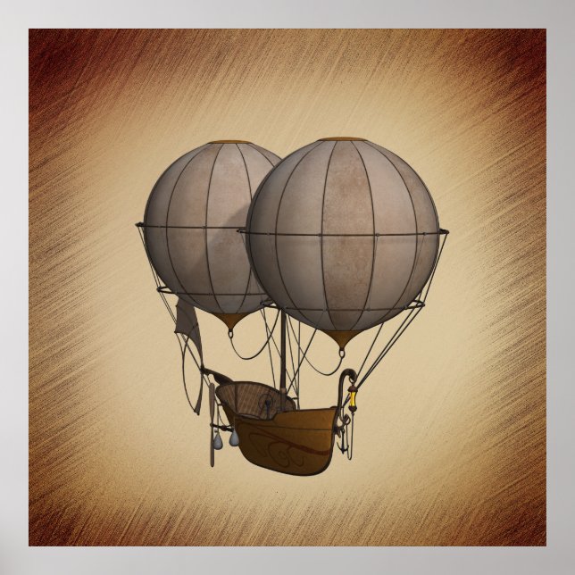 Heißluftballons mit Schiff Poster (Vorne)