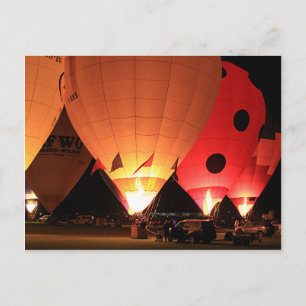 Heißluftballons Nachtglühen Postkarte